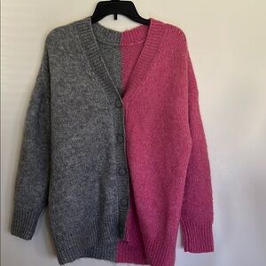 Zara Two-Tone Gray and Pink Women's Sweater